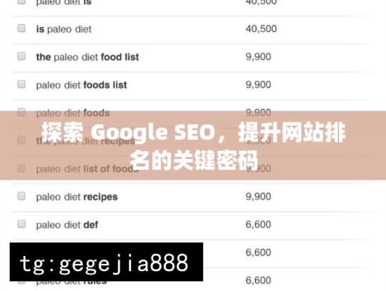 探索 Google SEO，提升网站排名的关键密码，探索 Google SEO 密码